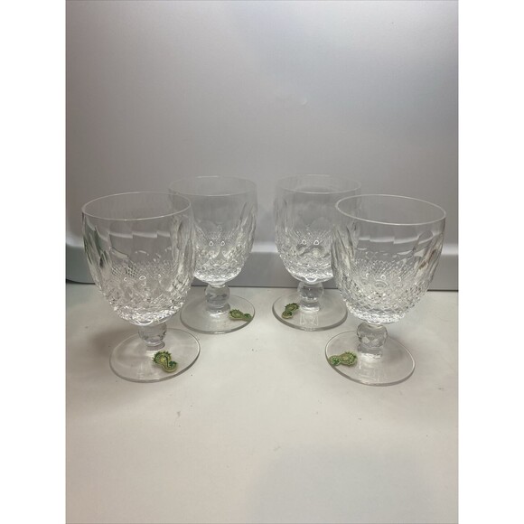 Set Of 4 Vintage Waterford Colleen Claret Wine Glasses Crystal Short Ball Stem - Picture 1 of 14